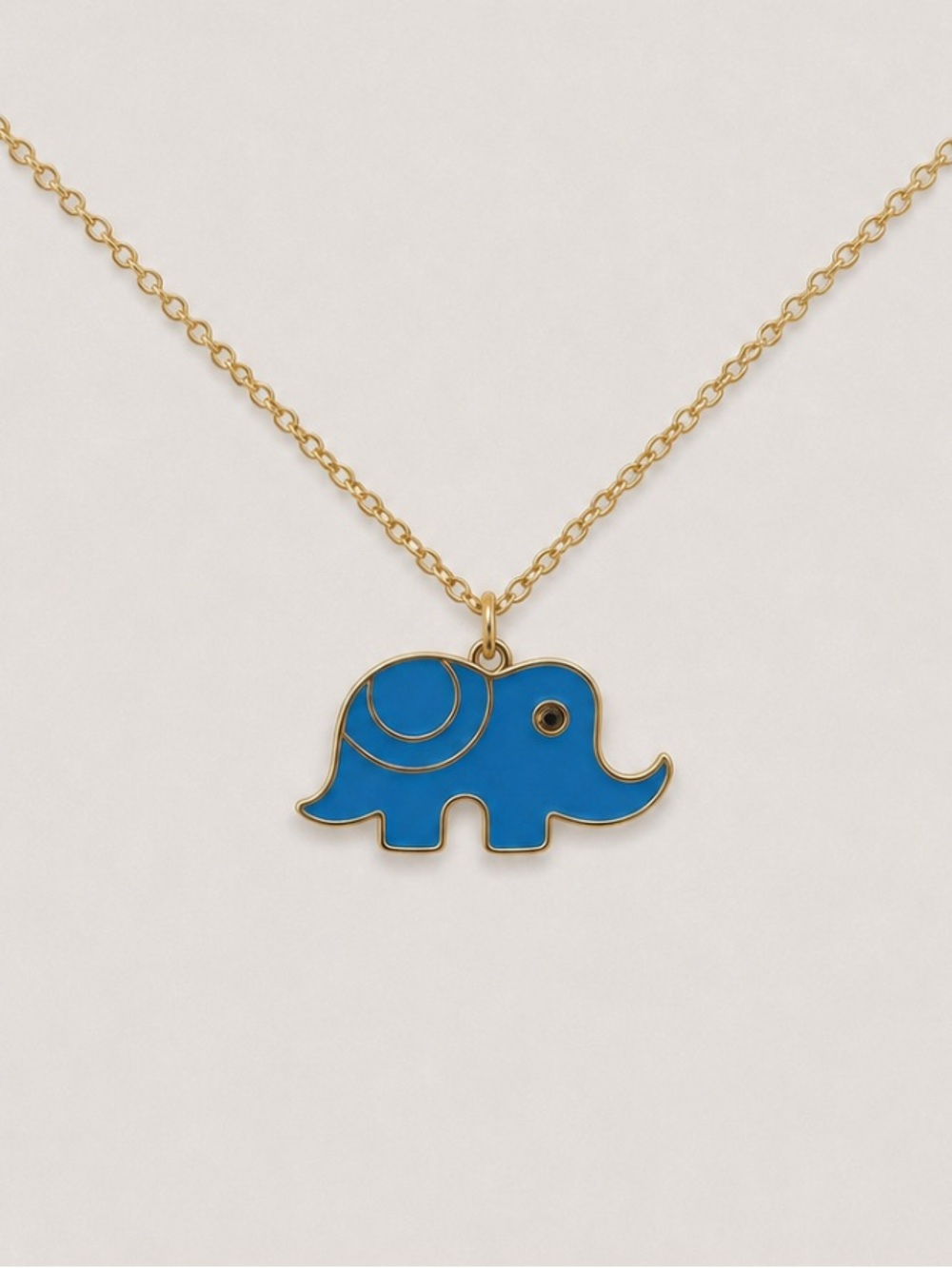 New! Preppy Colorful 18K Gold Plated Blue Elephant Charm Necklace NWOT 4022